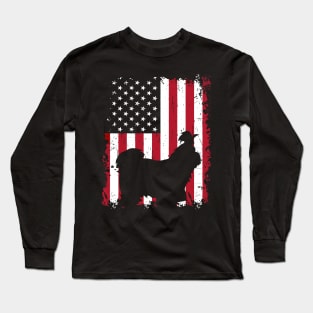 Dog Shih Tzu Dog USA Flag Patriotic 4th of July 737 paws Long Sleeve T-Shirt